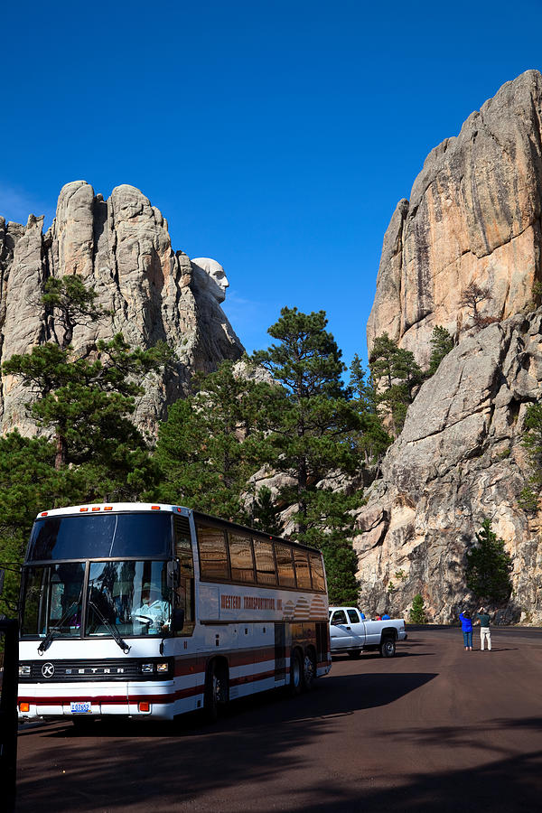 Tourist bus near Mount Rushmore Photograph by Terryfic3D