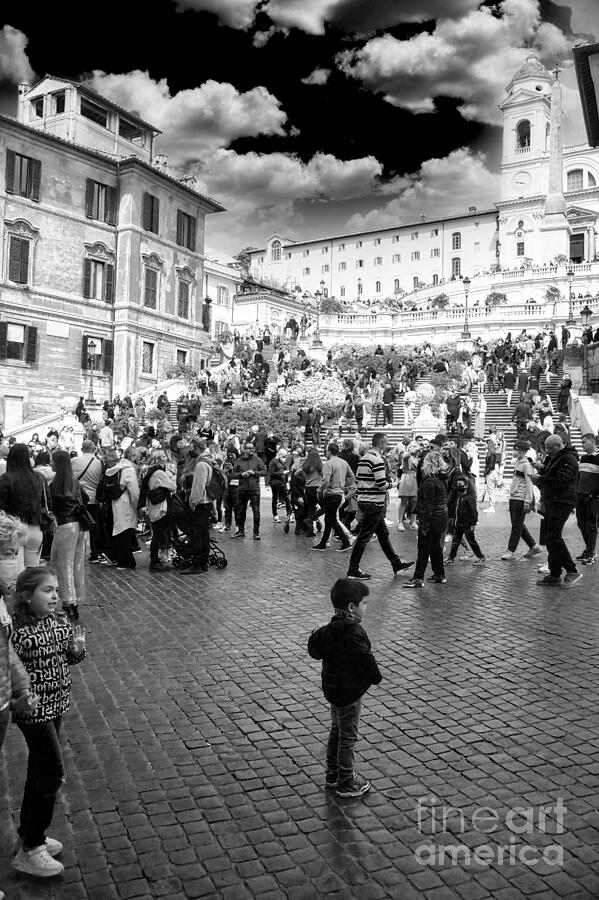 Tourists and locals on the Spanish Steps at Piazza Di Spagna in Rome Photograph by Stefano Senise