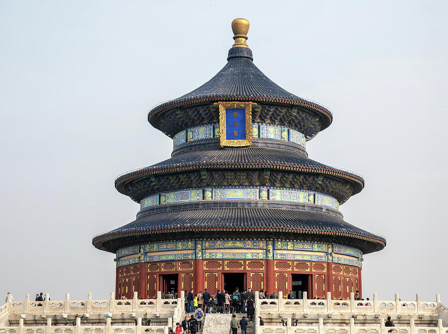 Tourists around Temple of Heaven in Beijing China Photograph by Steven Heap