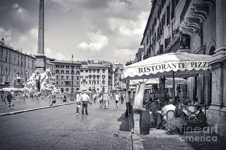 Tourists Dining Outside An Osteria on the Square - Piazza Navona Rome Italy  Photograph by Stefano Senise