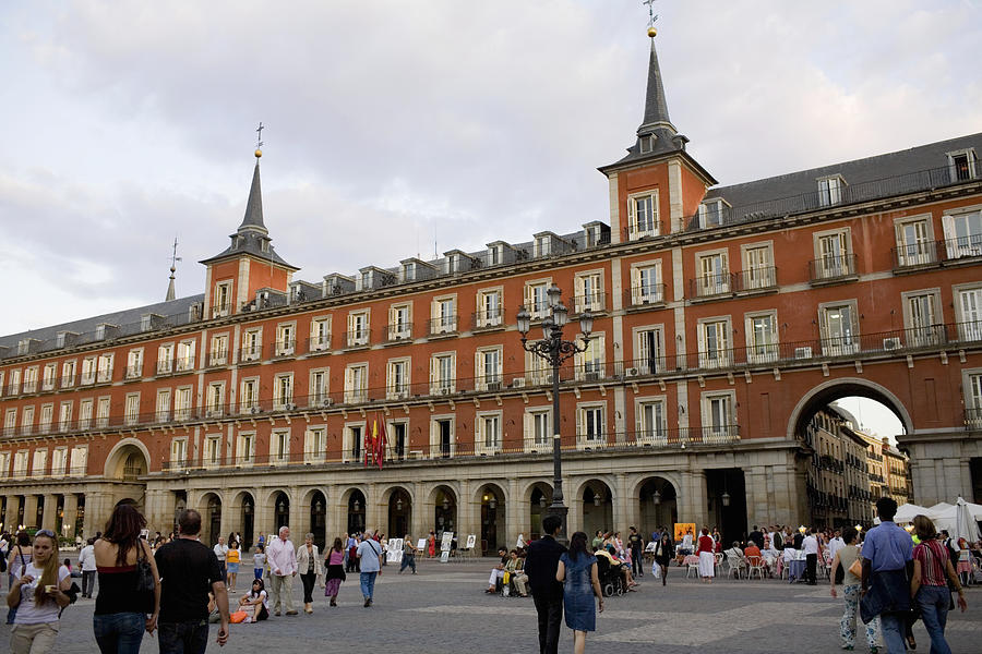 Tourists in front of a building, Plaza Mayor, Madrid, Spain Photograph by Glowimages