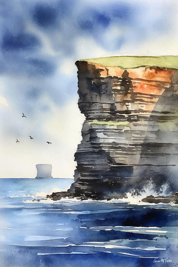 Towards Dun Briste, Ballycastle, County Mayo. Painting by Conor McGuire
