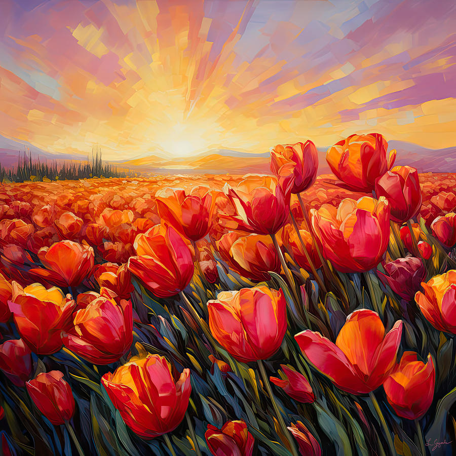 Towards The Brightness - Fields Of Poppies Painting Painting by Lourry Legarde