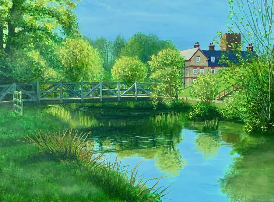 Towcester Watermeadows Bridge Painting by Caroline Swan