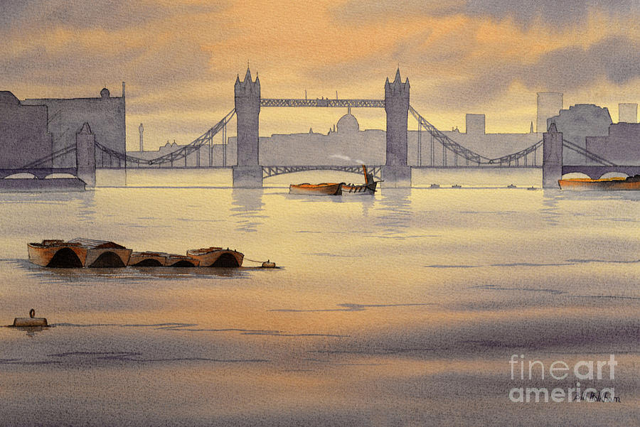 Tower Bridge and River Thames London Painting by Bill Holkham