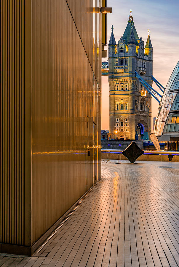 Tower Bridge In London Seen At Sunrise On A Lonely By George Afostovremea