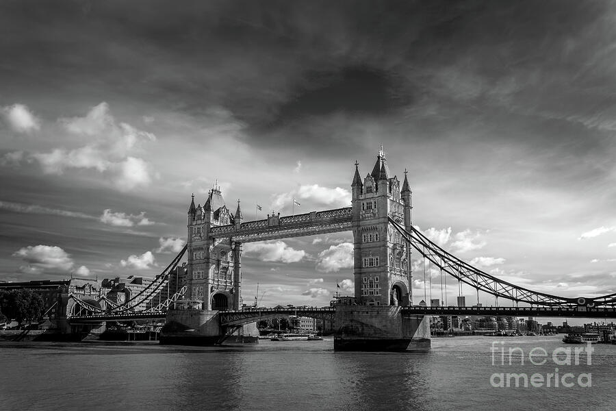 Tower Bridge, London, black and white Photograph by Delphimages London ...