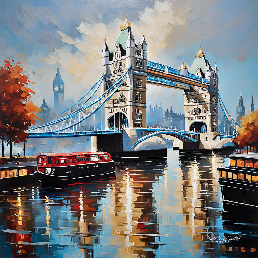 Tower Bridge, London Mixed Media by Pennie McCracken