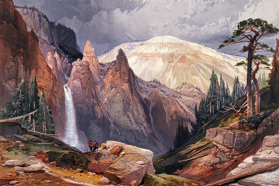 Tower Falls and Sulphur mountain Painting by Munir Alawi