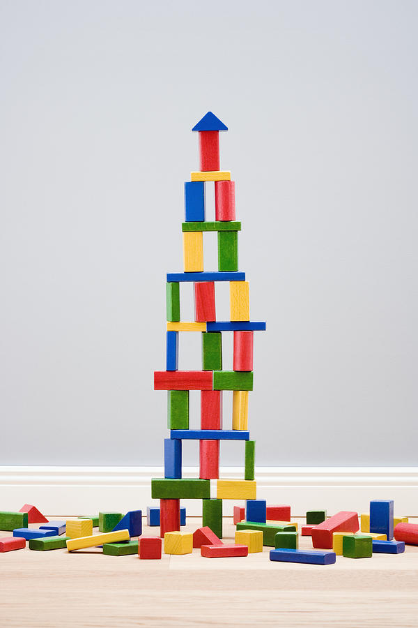 Tower made of building blocks Photograph by Jorg Greuel