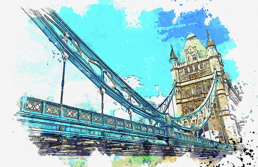 London Painting - Tower of London, Tower Hamlets, England 2, ca 2021 by Ahmet Asar, Asar Studios by Celestial Images