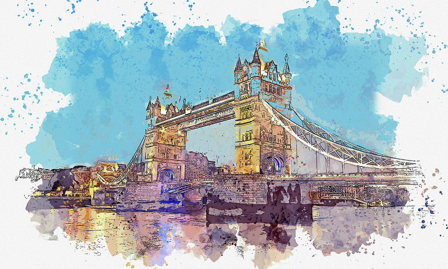 London Painting - Tower of London, Tower Hamlets, England, ca 2021 by Ahmet Asar, Asar Studios by Celestial Images