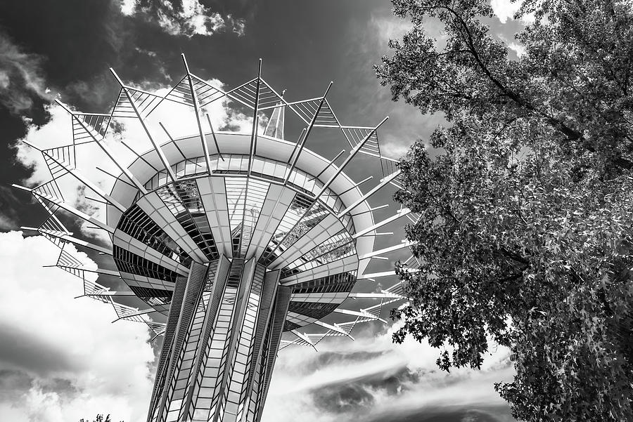 Tower Of Prayer At Oral Roberts - Black and White Photograph by Gregory Ballos