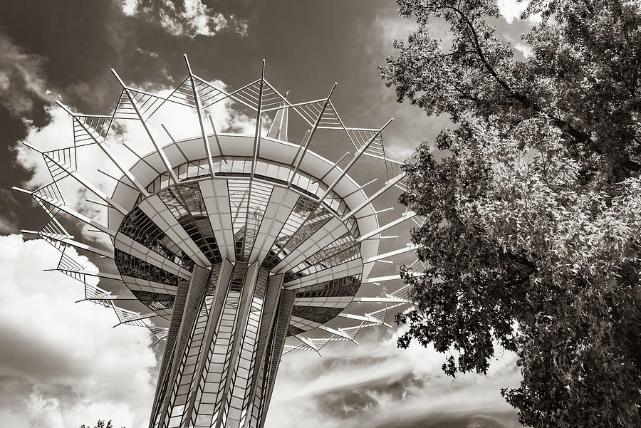 Tower Of Prayer At Oral Roberts - Sepia Edition Photograph by Gregory Ballos