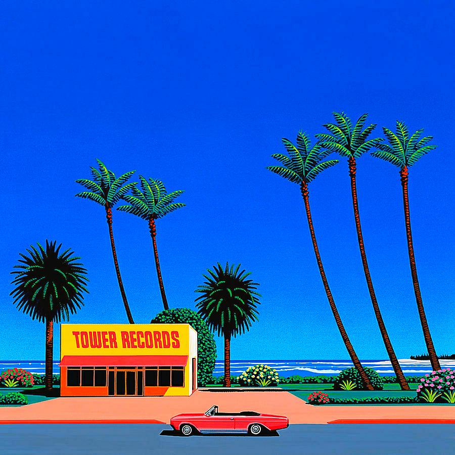 Tower Records, landscape, City pop japan Painting by Hiroshi Nagai ...