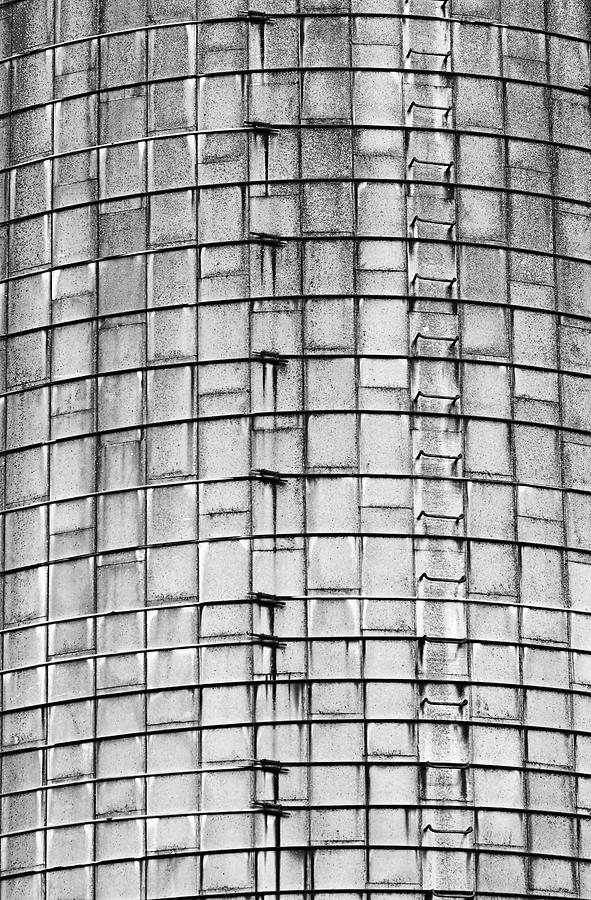 Tower Silo Abstract Black And White Photograph