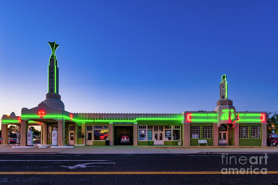 Conoco Tower Station and U Drop Inn - Route 66 Photograph by Bee Creek Photography - Tod and Cynthia