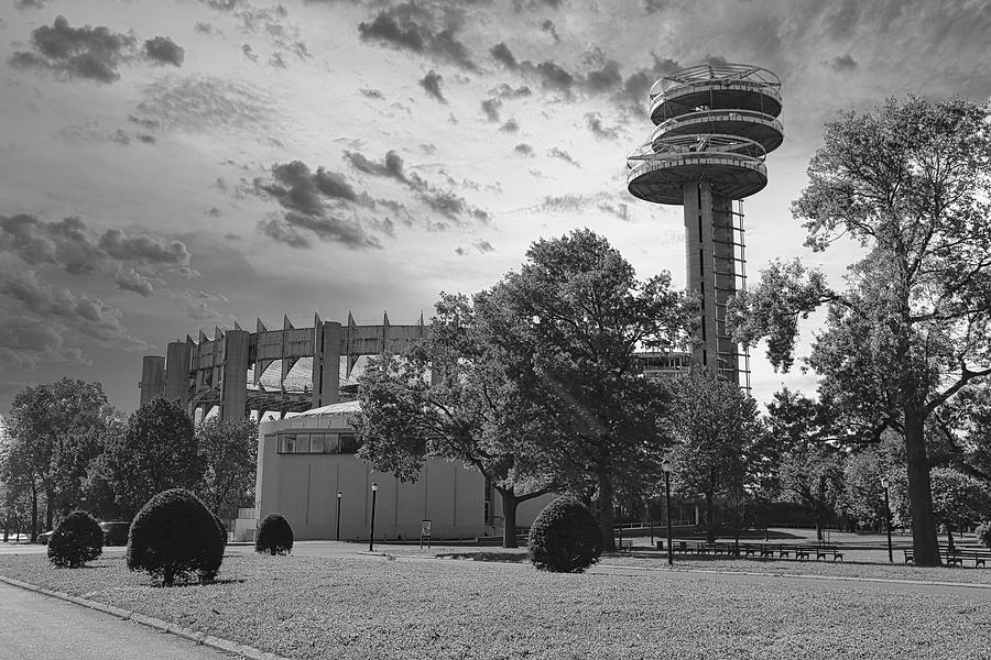 Inspirational Photograph - Towers Landscape Queens NY Worlds Fair 1964 BW by Chuck Kuhn