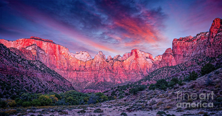 Zion National Park Photograph - Towers of the Virgin by Charles Dobbs