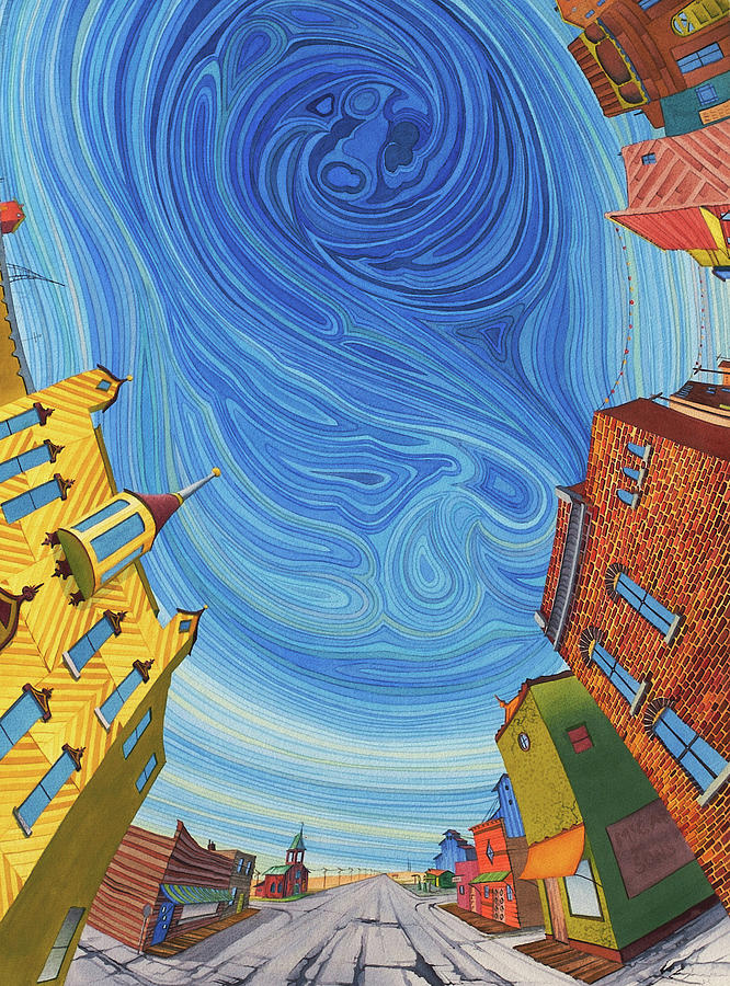 Town in the Round Painting by Scott Kirby