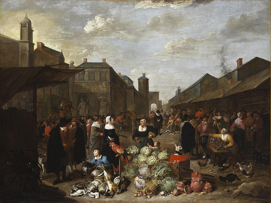 Town Painting -  Town Market by Mattheus van Helmont