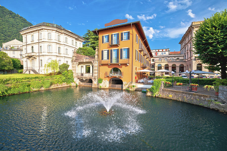 Town of Como fountain and architecture view Photograph by Brch Photography