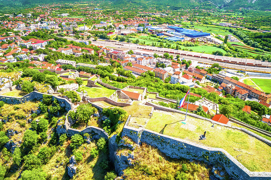 Architecture Photograph - Town of Knin and aerial view of Knin fortress by Brch Photography