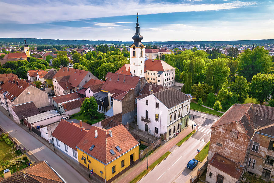 Town of Koprivnica church and city center aerial view Photograph by ...