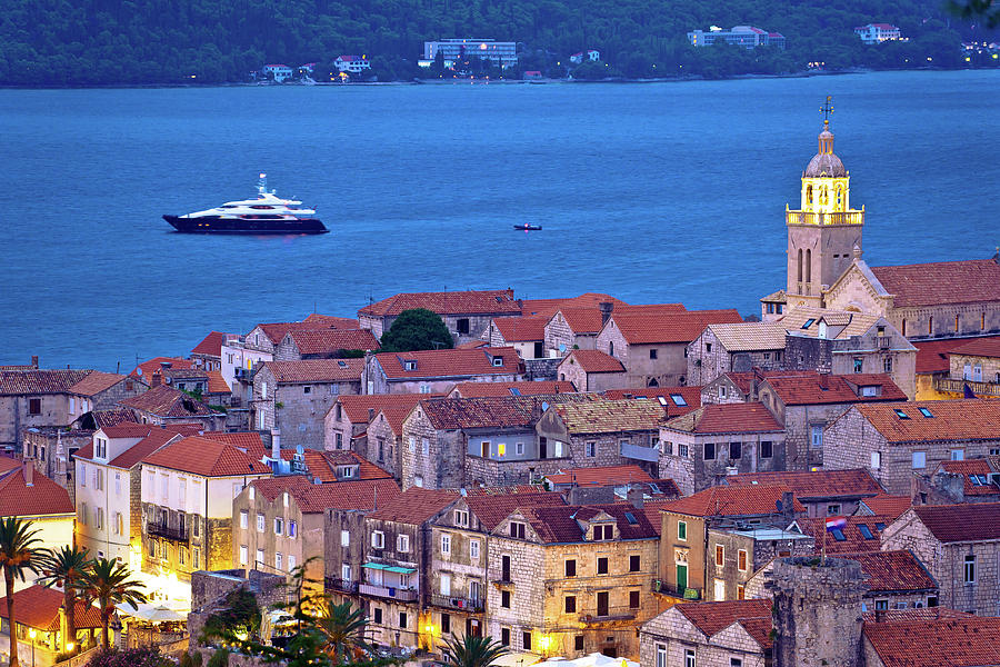 Town of Korcula yavhting destination evening view Photograph by Brch Photography