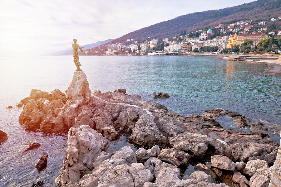 Town of Opatija waterfront sun haze view Photograph by Brch Photography