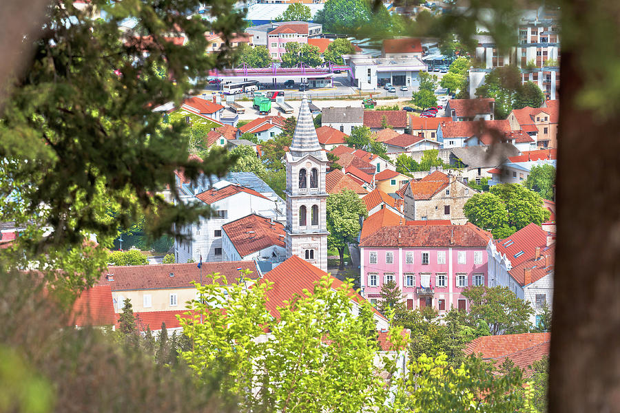 Architecture Photograph - Town of Sinj in Dalmatia hinterland church and center view by Brch Photography