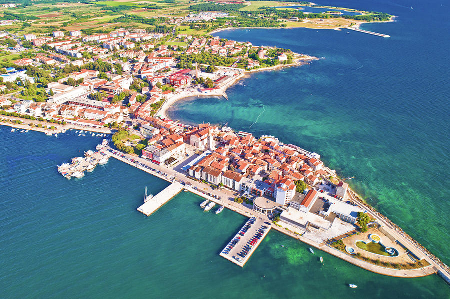 Town of Umag historic coastline aerial view Photograph by Brch Photography
