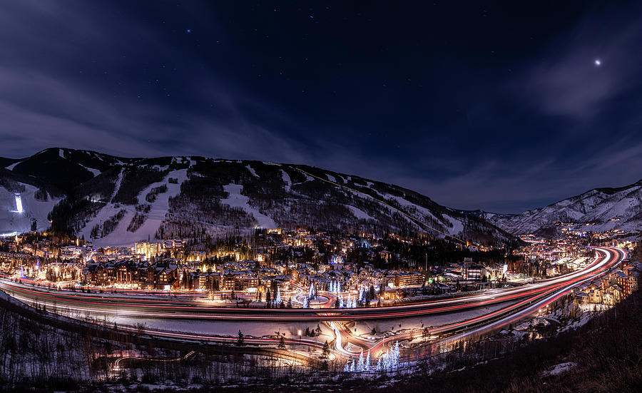 Town of Vail At Night Photograph by Ben Ford - Pixels