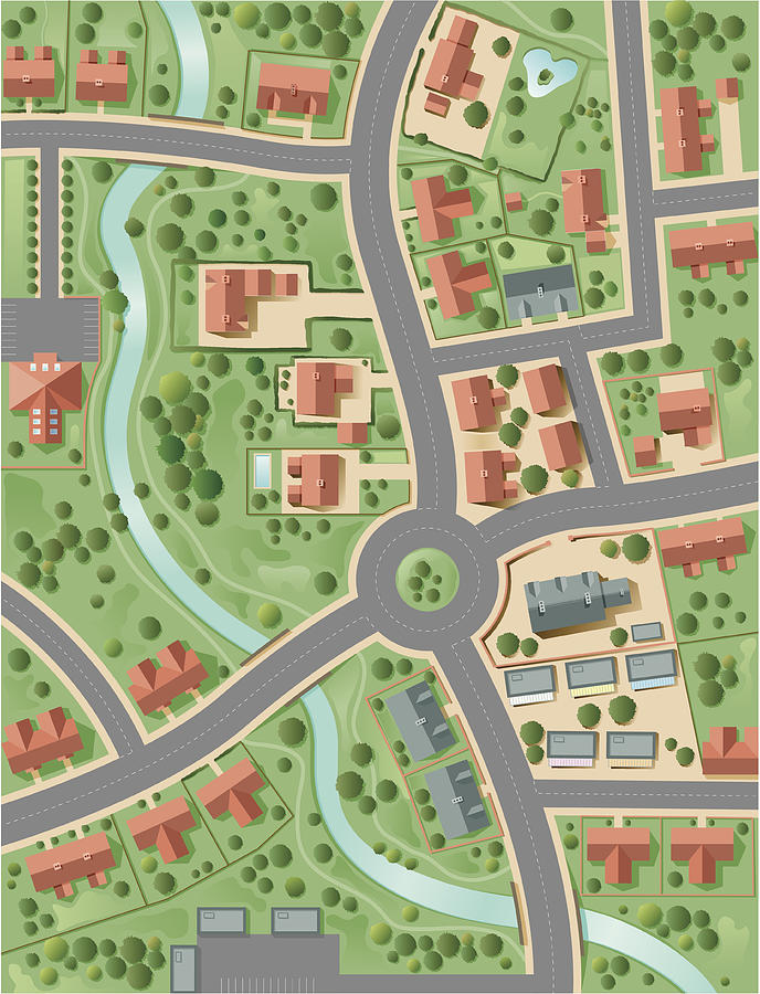 Town plan Drawing by Johnwoodcock
