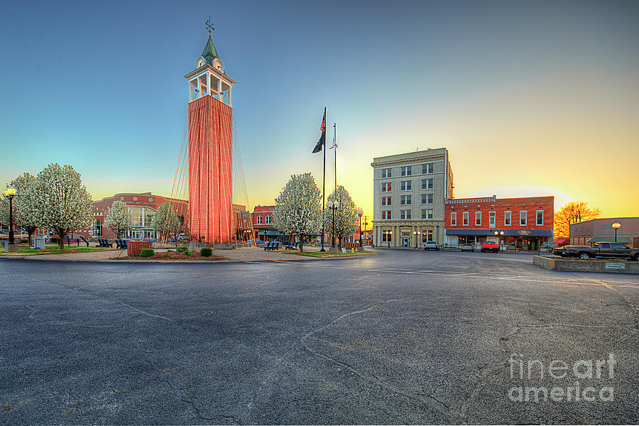 Clock Photograph - Town Square Plaza Bell Tower  by Larry Braun