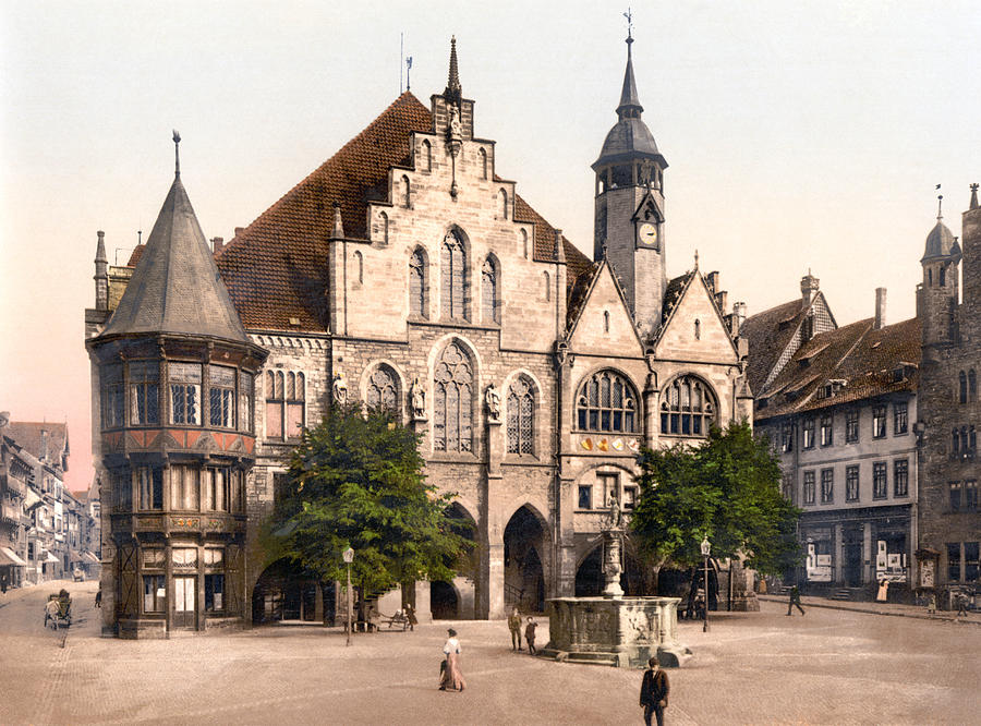 Townhall - Hildesheim Germany - Circa 1900 Photochrom Photograph by War Is Hell Store
