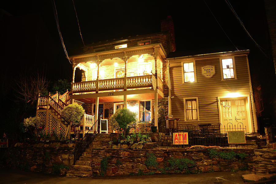Towns Inn in Harpers Ferry at Night Photograph by Raymond Salani III