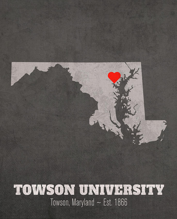 Towson University Towson Maryland Founded Date Heart Map Mixed Media By