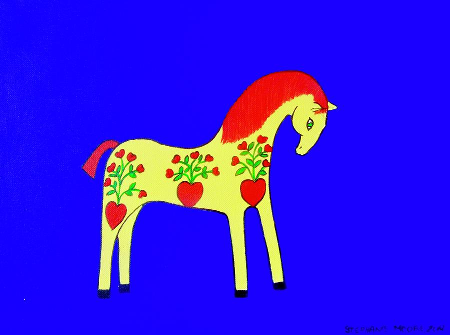 Toy Yellow Horse Painting by Stephanie Moore