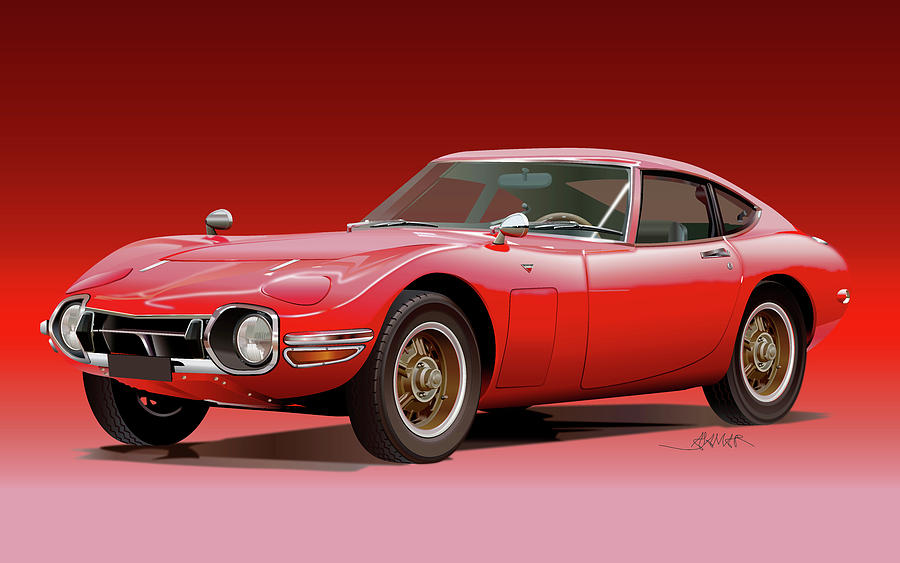 Toyota 2000 GT Illustration Drawing by Alain Jamar Pixels