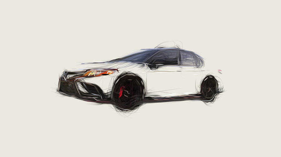 Toyota Camry TRD Car Drawing Digital Art by CarsToon Concept