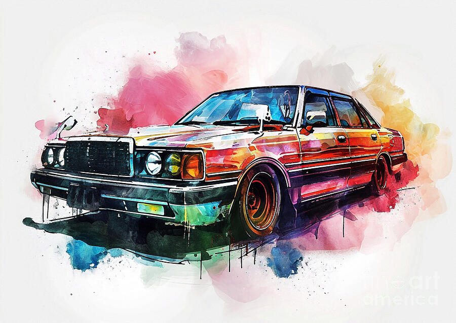Abstract Painting - Toyota Crown Athlete G auto vibrant colors by Clark Leffler