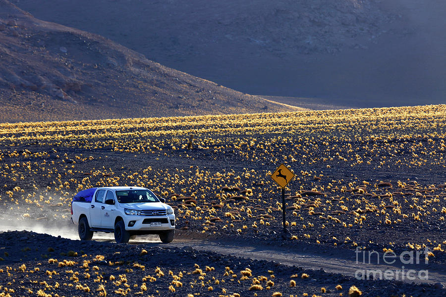Toyota Hilux crossing the Puna de Atacama Chile Photograph by James Brunker