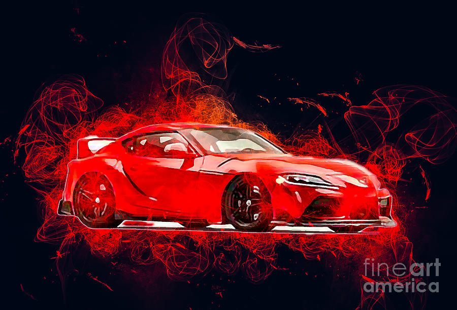 Toyota Red Metallic Coupe Supra Heritage Edition 2019 Gr A90 Cars Drawing By Marietta Beatty