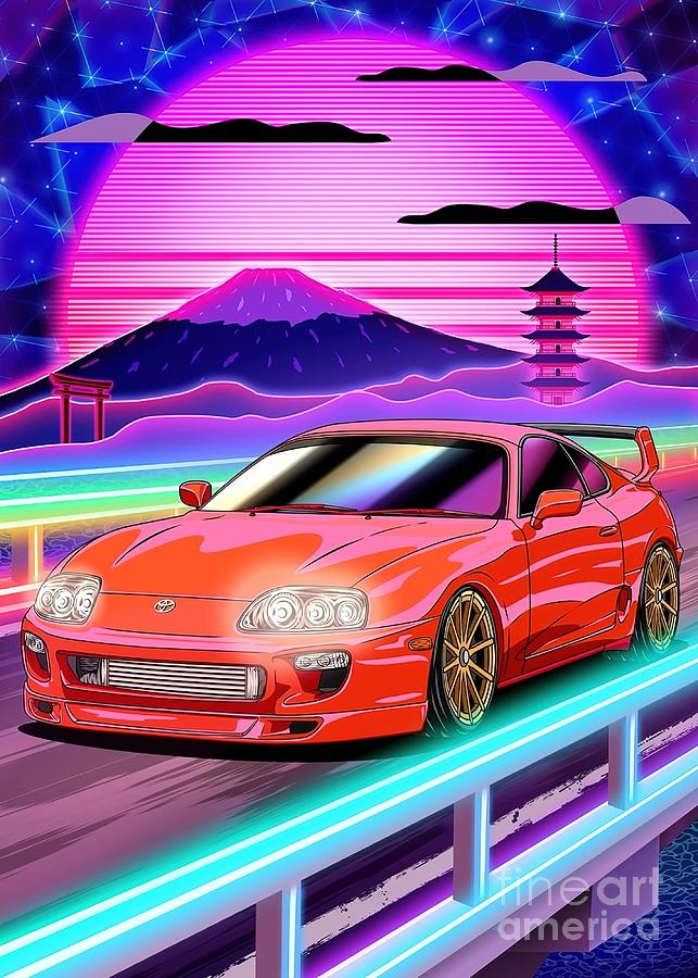 Toyota Supra MK4 Vaporwave Tapestry - Textile by Butler Fox | Pixels