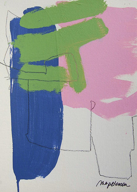 Traces And Starts 5 - In Pink, Cobalt, Green, And White Painting