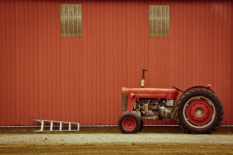 Tractor and Ladder beside Barn Photograph by photo by Sharon Drummond