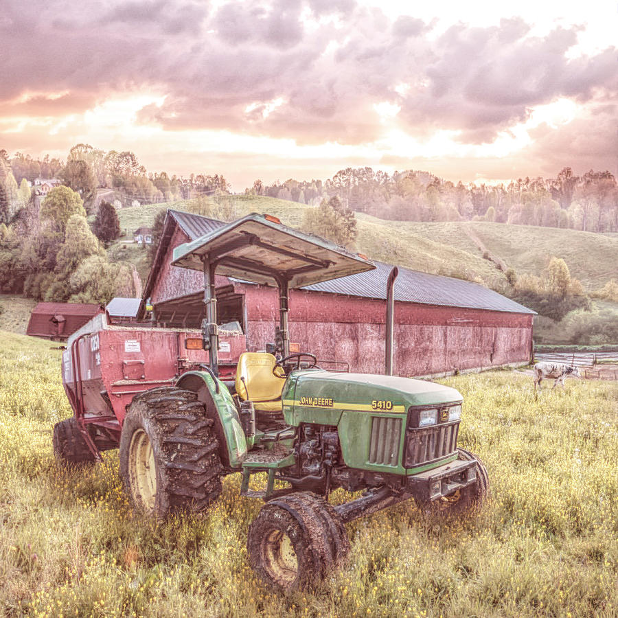 Tractor at the Country Farm in Wildflowers Photograph by Debra and Dave ...