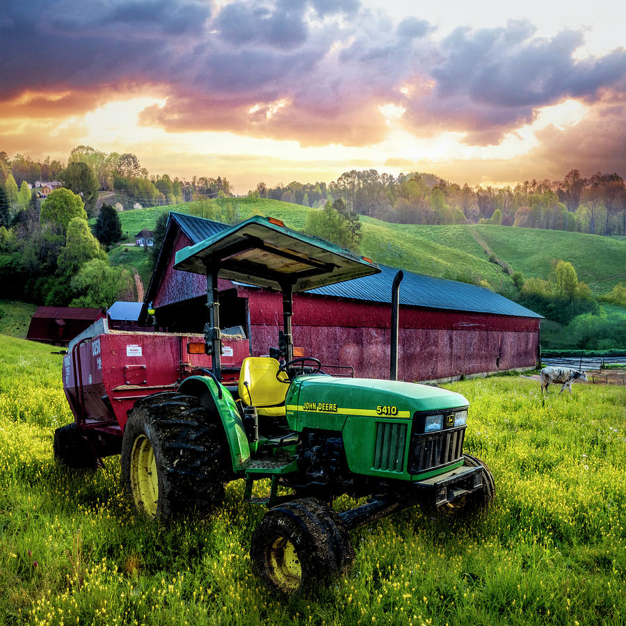 Tractor at the Farm in Wildflowers Photograph by Debra and Dave ...