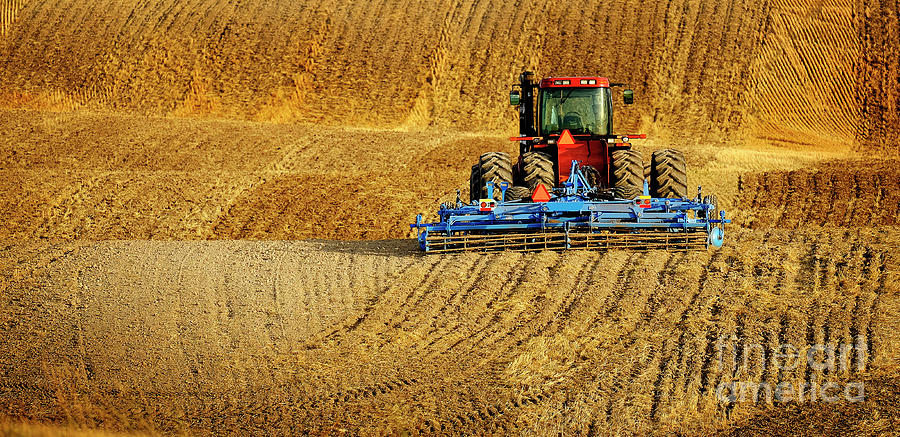Tractor Farming Ground Harvesting Crops in Fall Autumn Photograph by Lane Erickson